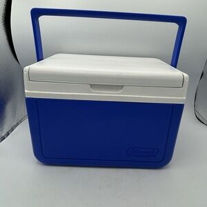 Vintage Coleman Cooler Model 5205 Blue and White 6 Can 5 Quart Personal USA 2001